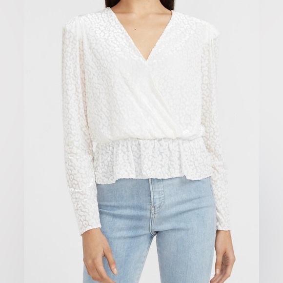 Express Tops - Express Burnout Velvet Leopard Peplum Top